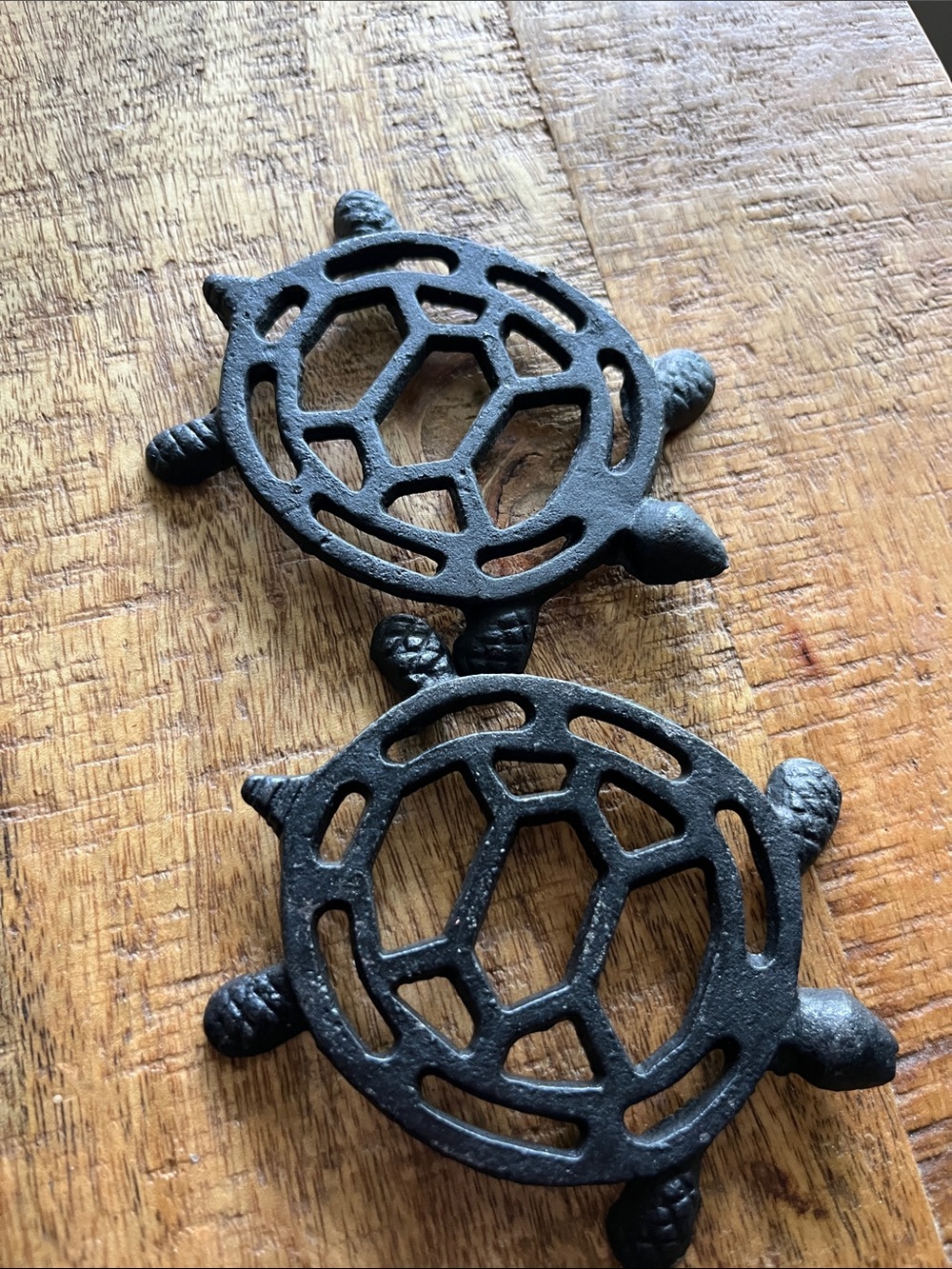 Cast Iron Turtle Trivets - Black Pair